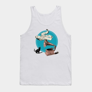 The Cat and the Song (Blue Circle) Tank Top